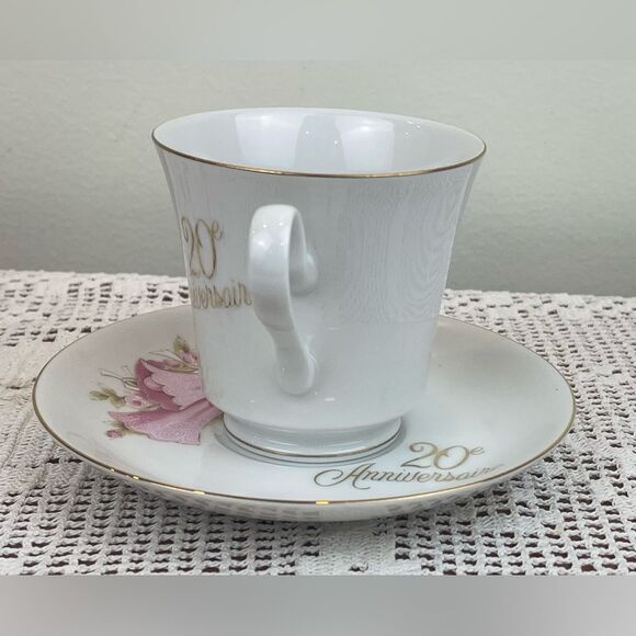 SAJI made in Japan Teacup and Saucer || 20th Anniversary written in French || - Picture 6 of 13